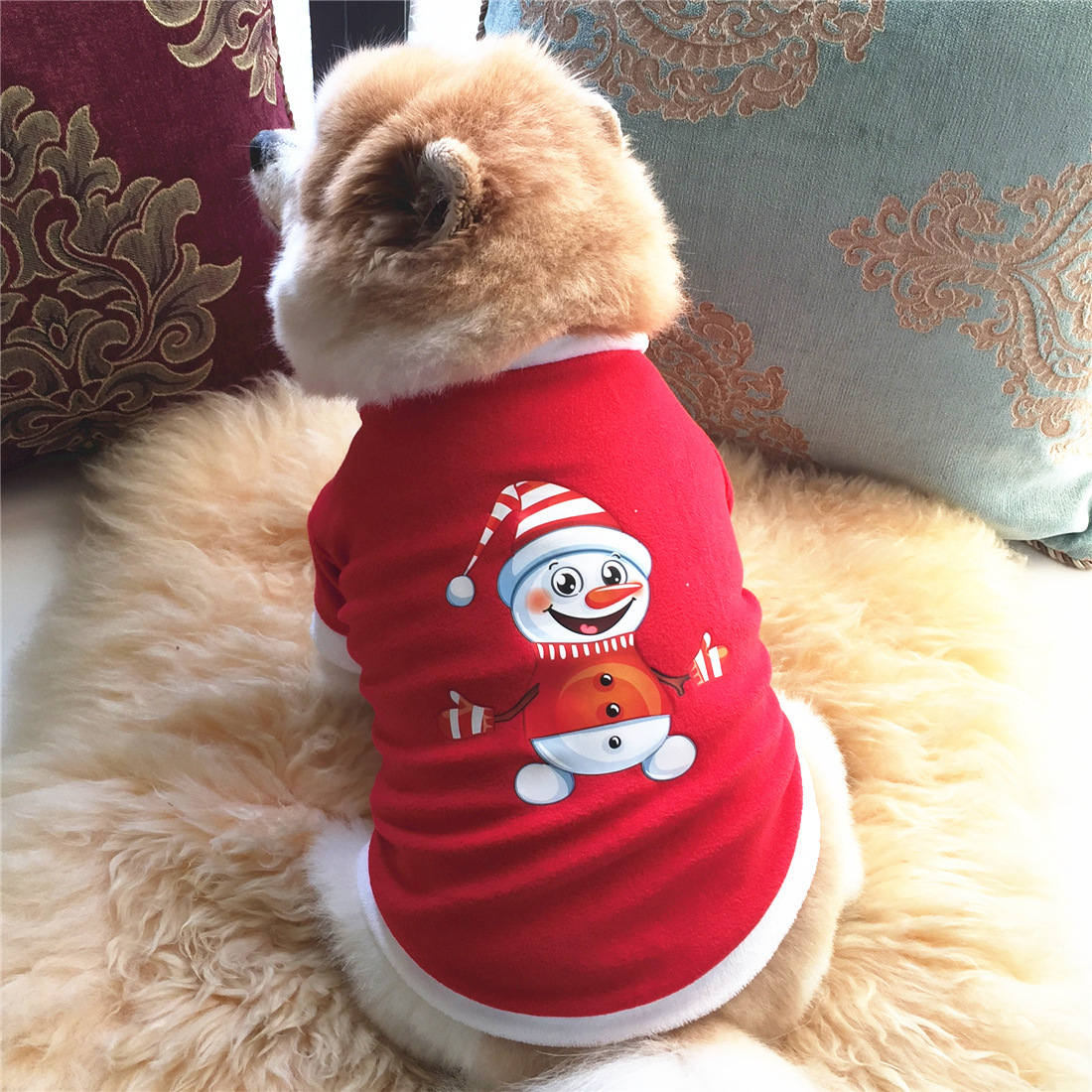 Factory direct sales of pet clothing, dog autumn and winter warm fleece, festival wear, Christmas style, snowman, elk pic 10