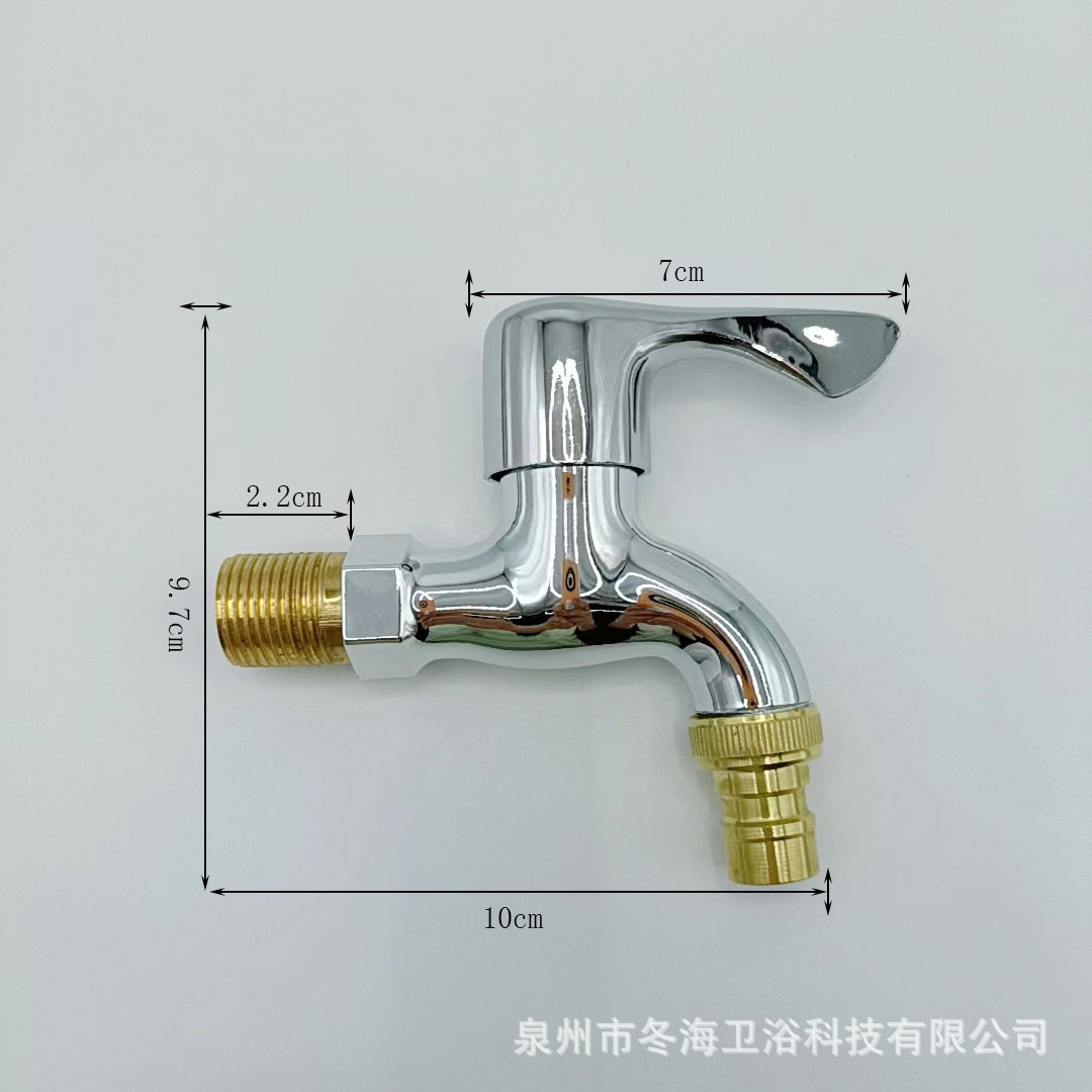 厂家直供电镀塑芯铜色钢牙钢咀阳台拖布池 4分进水快开单冷水龙头详情6