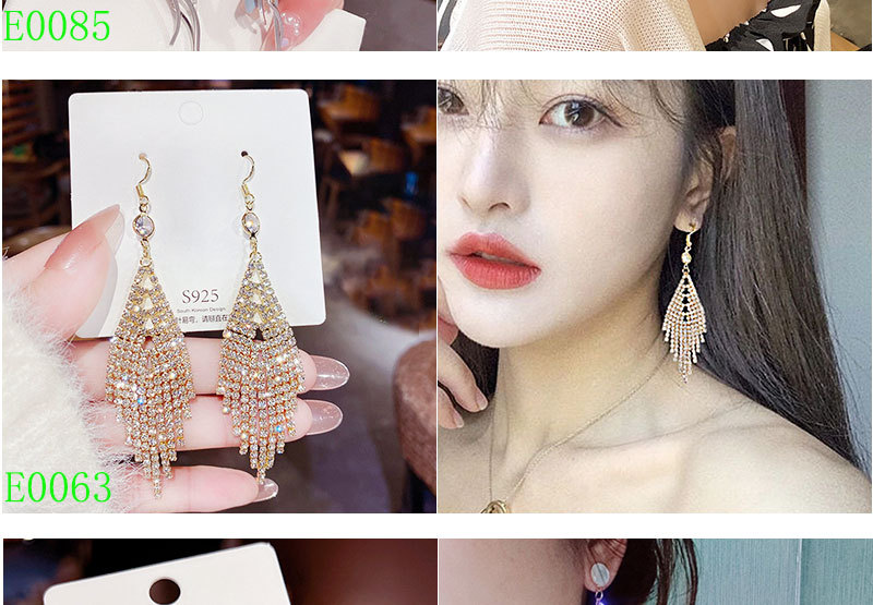 925银针轻奢锆石百搭耳环高级感时尚耳钉女气质爆款流苏耳饰批发详情9