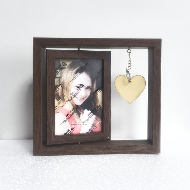 跨境创意双面旋转6寸7寸木质相框摆台个性情侣礼品纪念木质相框详情17