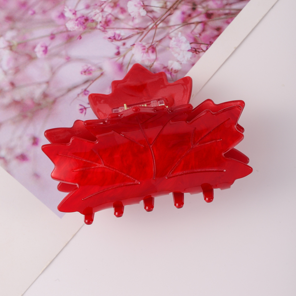春秋新款枫叶造型发夹女通勤百搭固定夹子后脑勺盘发鲨鱼夹头饰详情5