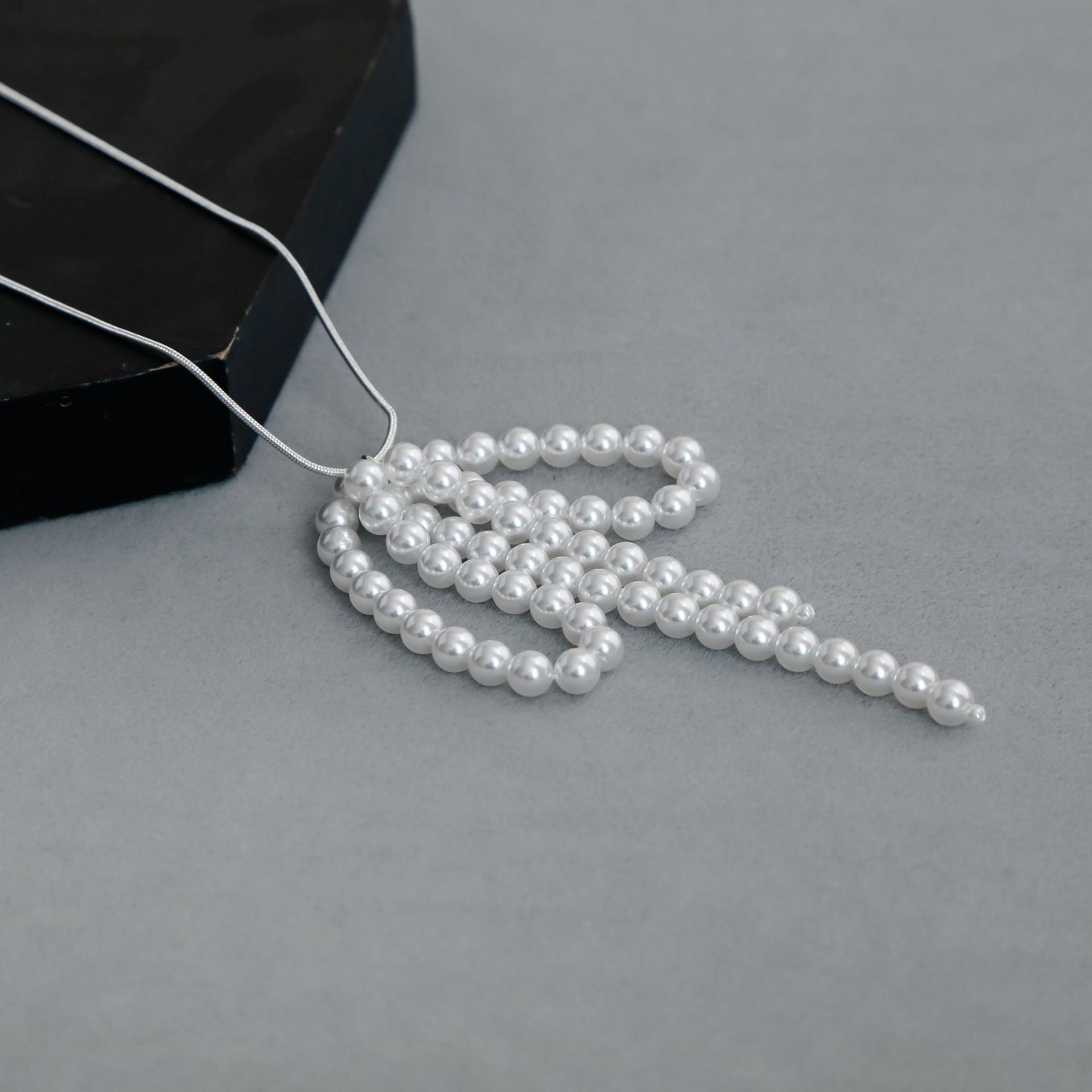 MOND韩版珍珠蝴蝶项链轻奢小众简洁法式流苏珍珠蝴蝶结耳钉锁骨链详情7