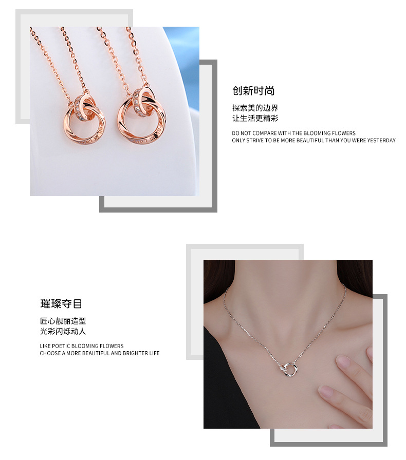 Pure silver 999 pure silver Mobius strip couple necklace, a light luxury and niche Qixi Festival gift, Shuibei is selling well pic 5