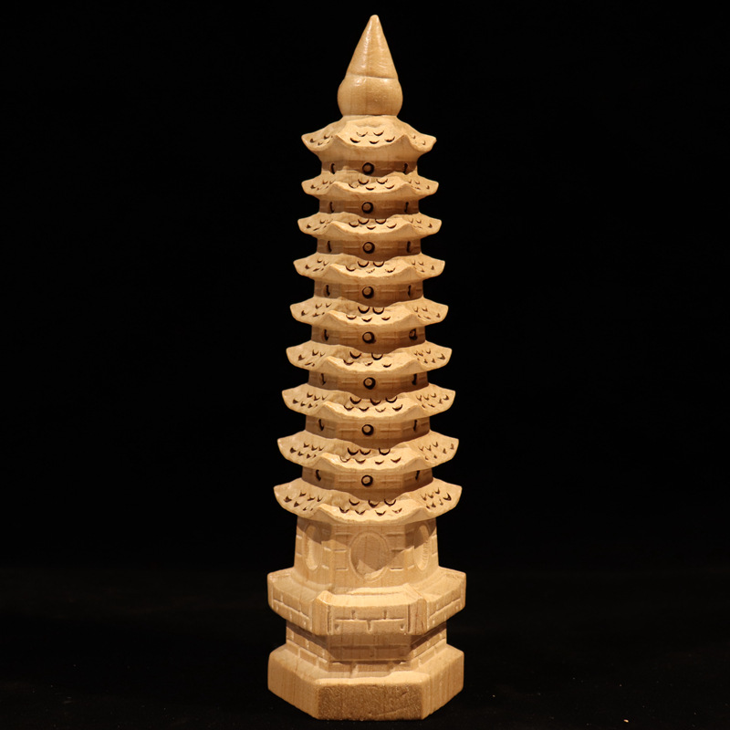 厂家批发桃木7层9层11层13层文昌塔木雕摆件工艺品办公室考试摆件详情15