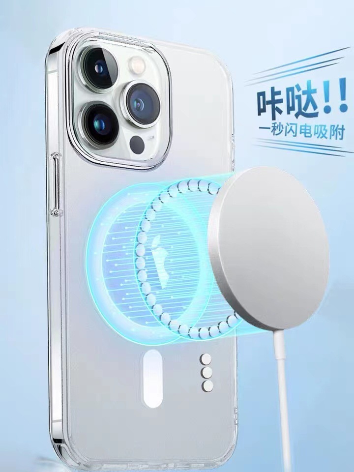 Magnetic phone case for iPhone 15, acrylic transparent protective case for iPhone 13, and magnetic wireless charging case for iPhone 12 pic 5