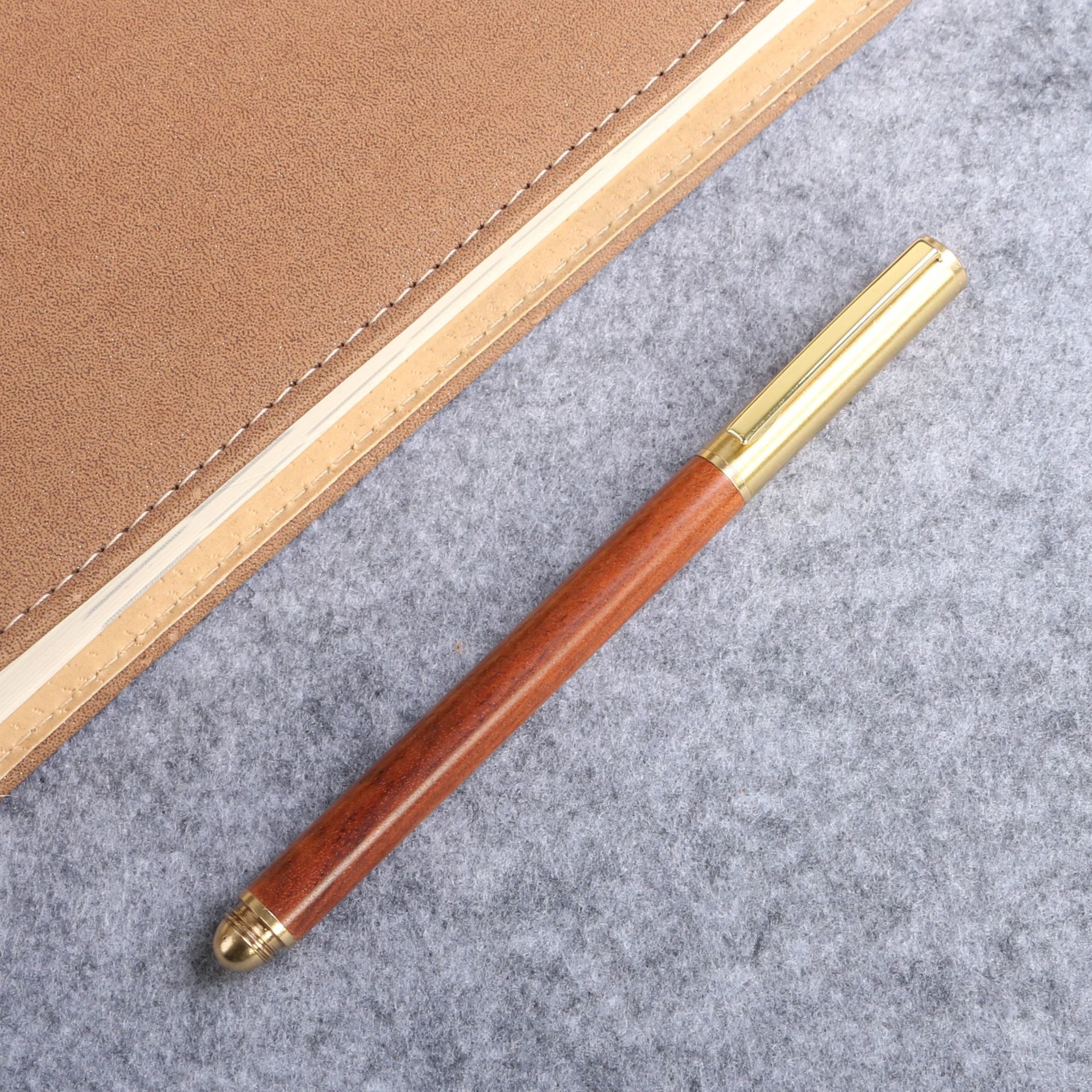 Wooden business pearl signature pen, brass solid wood pen clip, gel pen, LOGO printed, laser customized signature pen pic 9