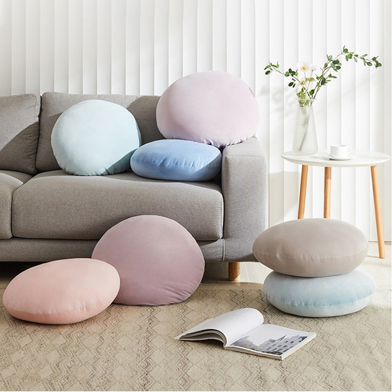 Simple and fashionable, solid-colored round seat cushion and throw pillow, solid color, super soft, comfortable and breathable cushion, Japanese and Korean style chair cushion pic 5