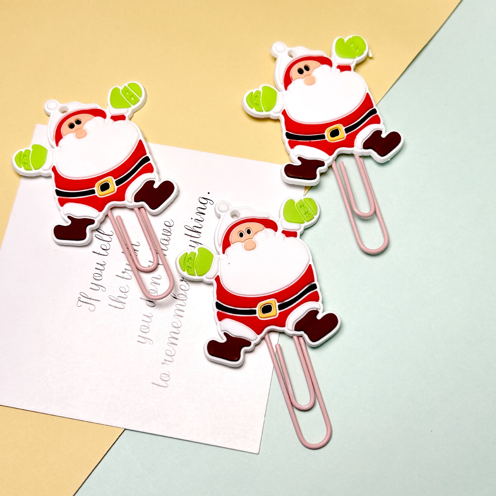 可爱卡通款圣诞回形针分页书签金属曲别针学生文具彩色回形针详情2