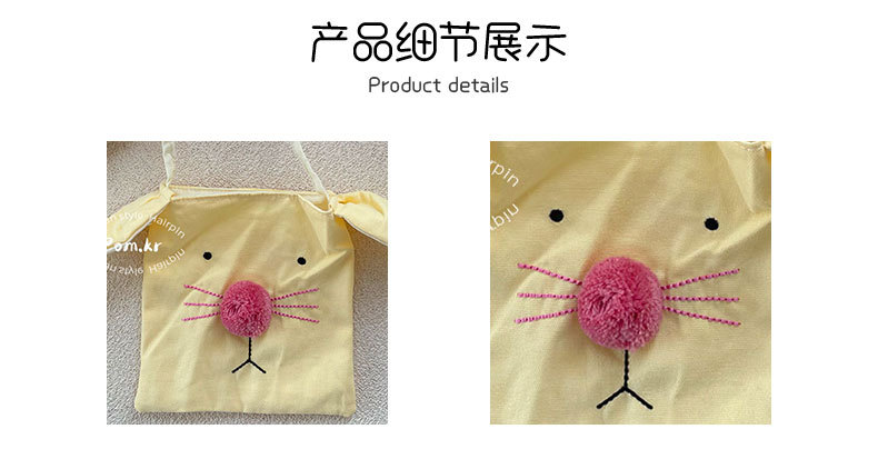 新款韩版布艺创意儿童宝宝斜挎包小猫方形收纳包可爱小脚单肩包女详情5