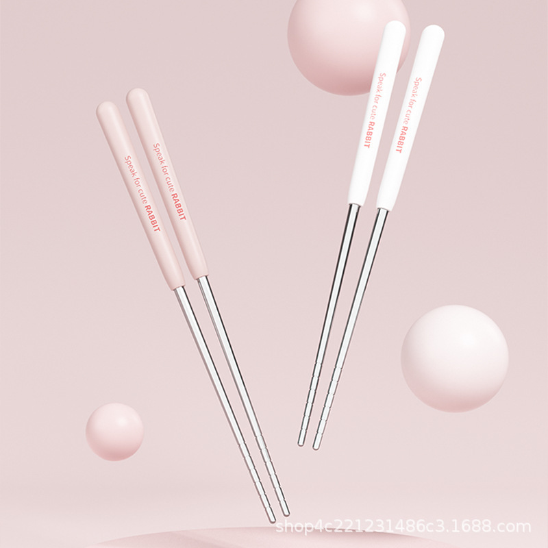 高颜值304不锈钢便携餐具套装可爱兔子勺叉筷子儿童叉勺三件套详情16