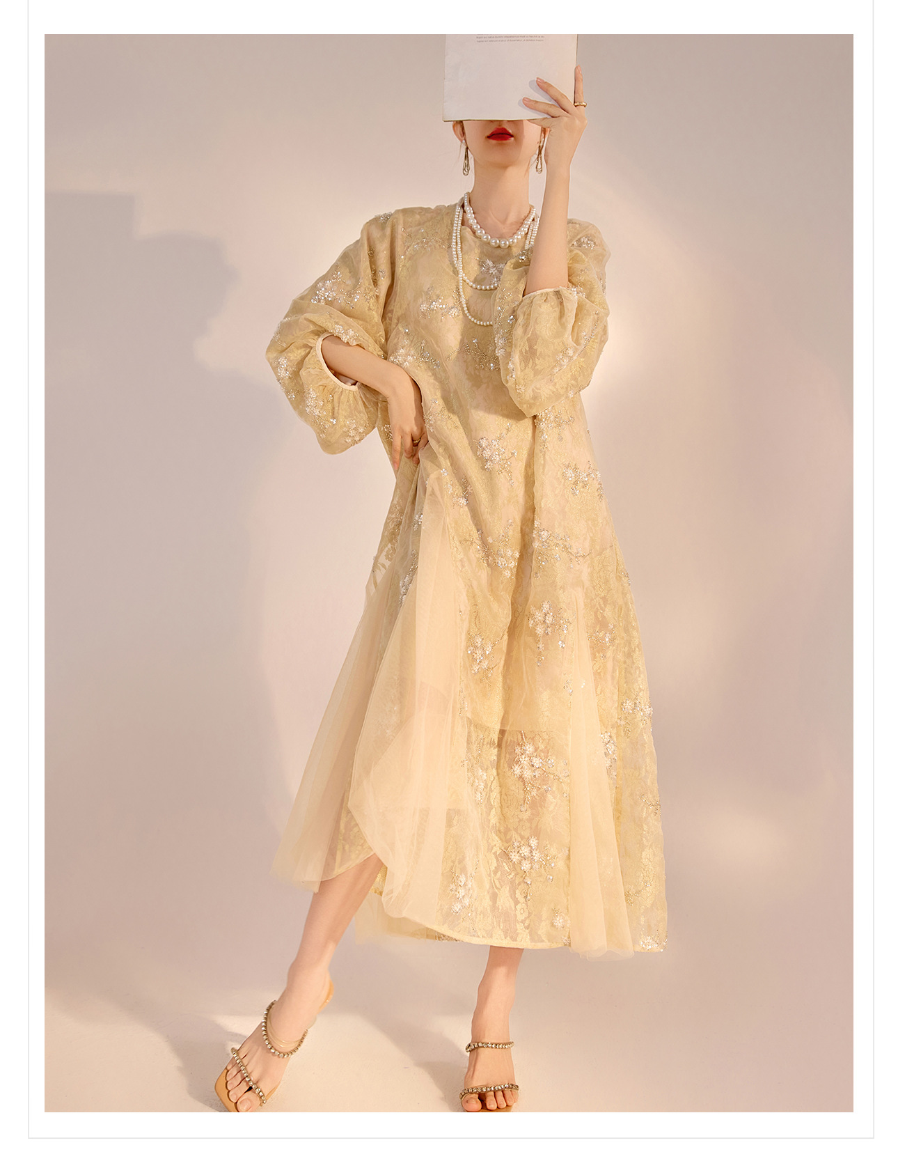 New Chinese-style high-end flower beaded embroidery dress, national style 2025 light luxury design sense elegant long dress N2034 pic 19