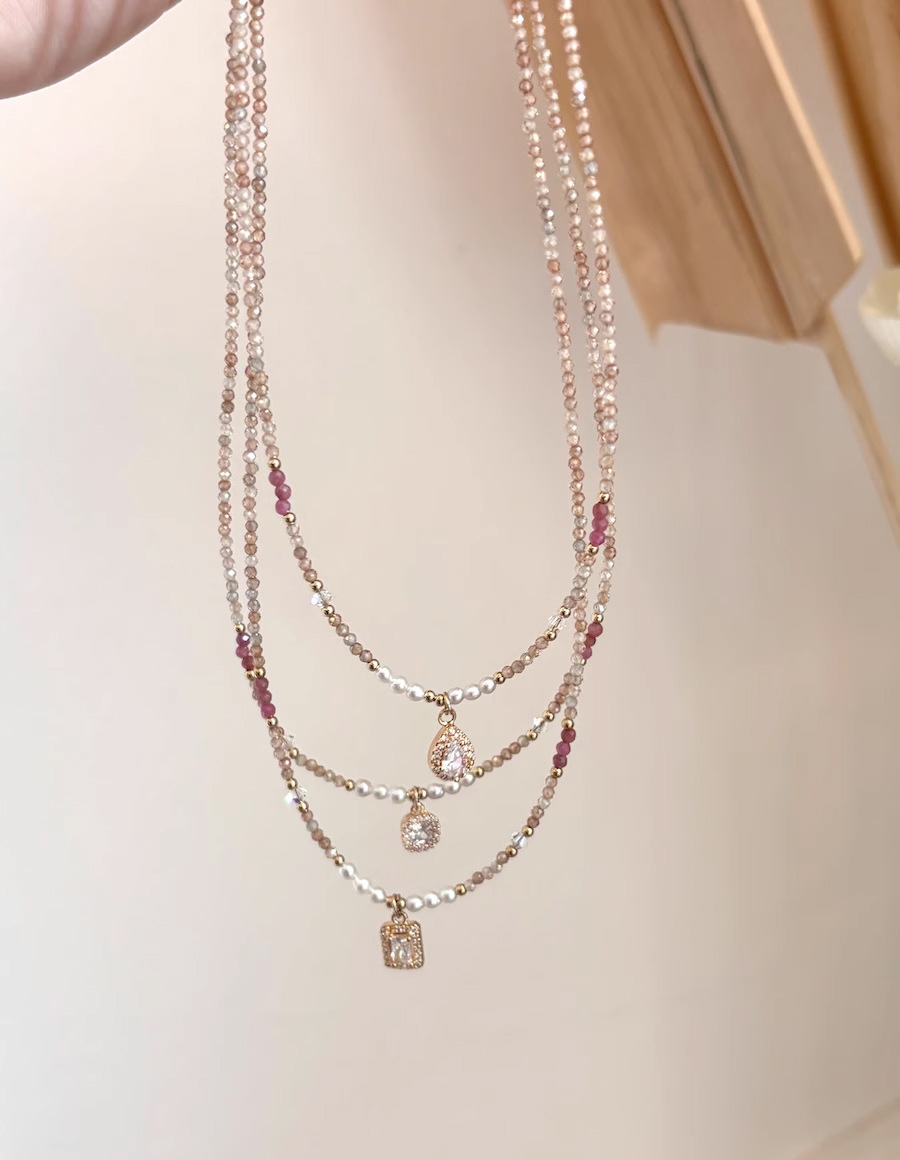 多巴胺项链不掉色女夏季高级感小众水晶锆石串珠吊坠锁骨颈链饰品详情18