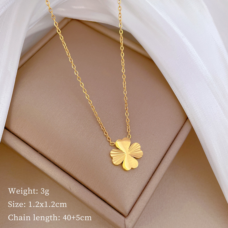 【通体钛钢】炉内真金幸运草爆款冷淡项链女ins网红锁骨链配饰品详情32