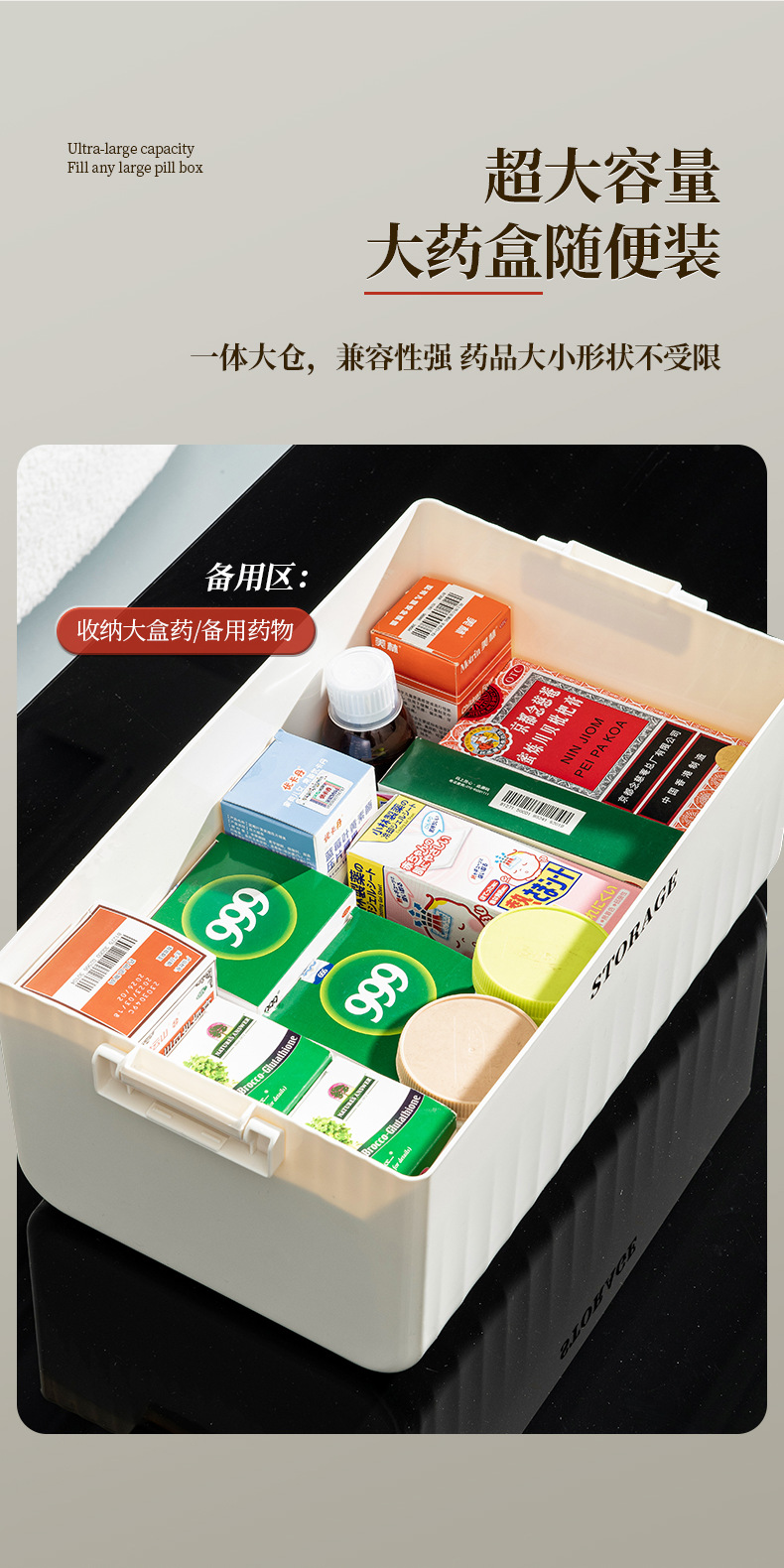家用药箱收纳盒大容量家庭装高颜值常备药便携分装一周七天小药盒详情10
