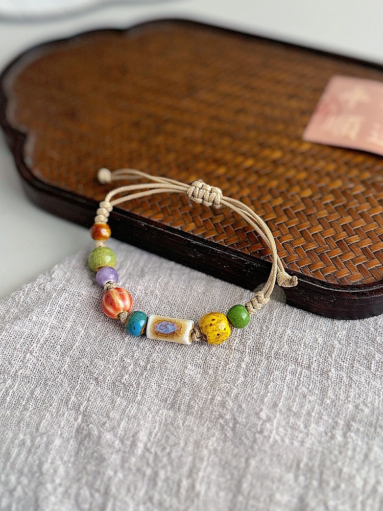 景德镇陶瓷手链民族风女古风编织手绳礼物学生森系文艺新中式饰品详情2