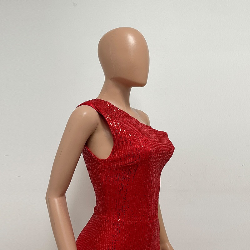 新中式无袖连体衣独立站夏季单肩亮片连体裤女批发详情88