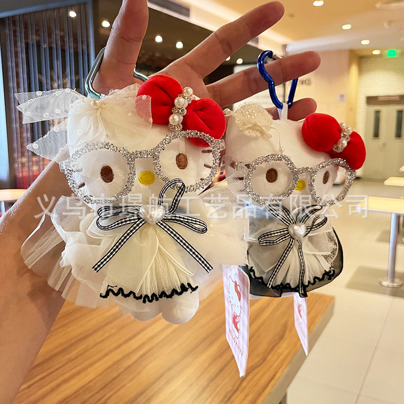 新款纱裙hellokitty小挂件毛绒玩偶可爱kt猫包挂件正版kitty公仔详情2