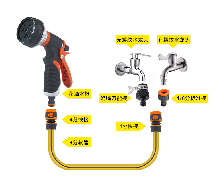 厂家供应八功能高压水枪家用浇花花洒枪洗车水枪8功能园林喷水枪详情16
