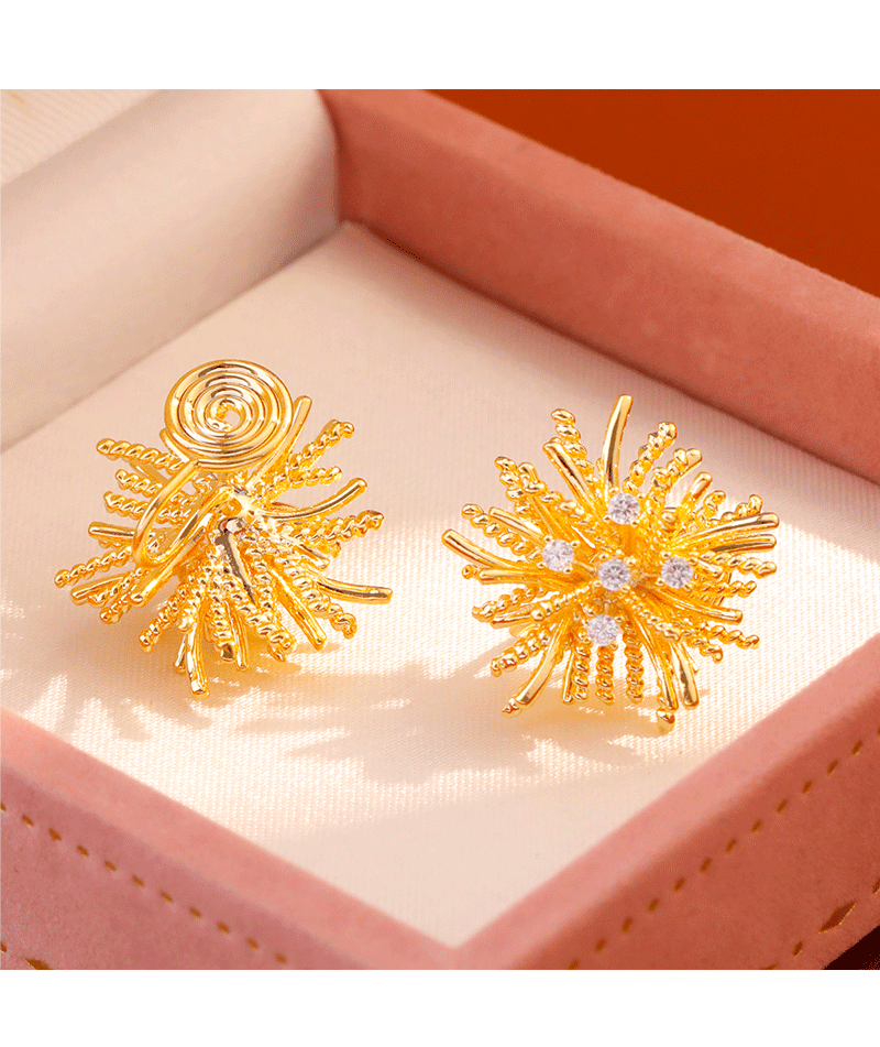 Hyacinth mosquito-repellent incense plate ear clip, brilliant fireworks earrings, women 2025, fashionable and elegant, internet-famous, super Sparkling Zircon earrings pic 6