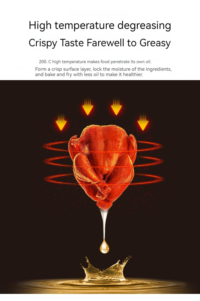 现货跨境6L智能触屏空气炸锅家用电炸一体锅110V空气炸锅炸鸡腿详情12