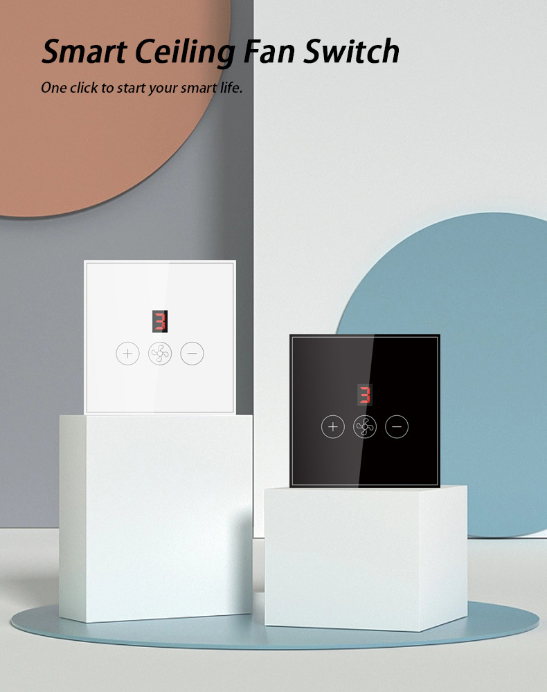 Tuya smart switch, European standard smart switch, European standard fan switch, WIFI fan switch pic 1