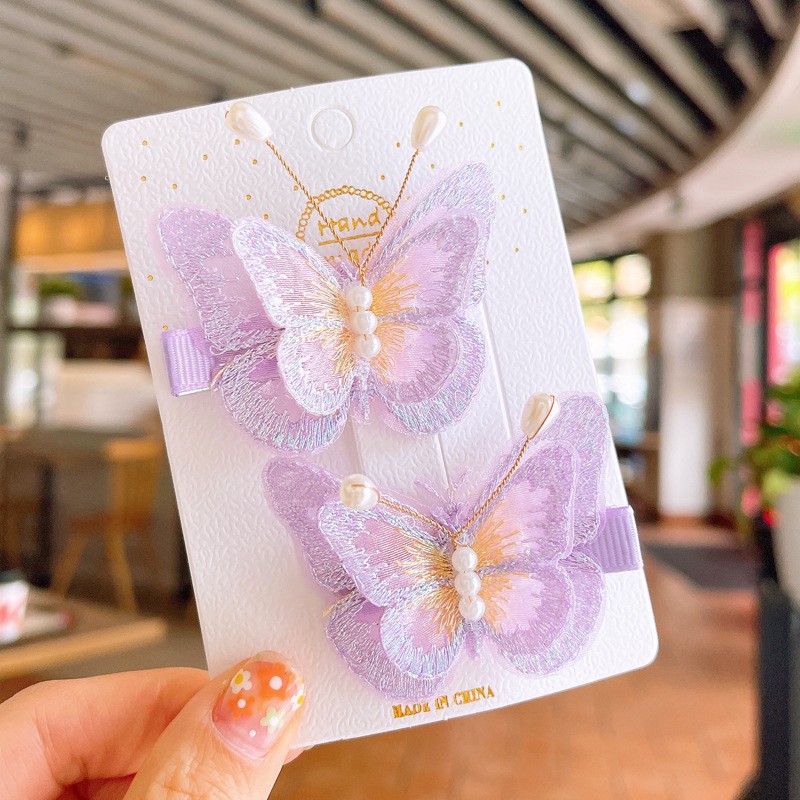 韩版小清新女童发夹双层刺绣蝴蝶结鸭嘴夹宝宝发卡少女古风对夹详情32