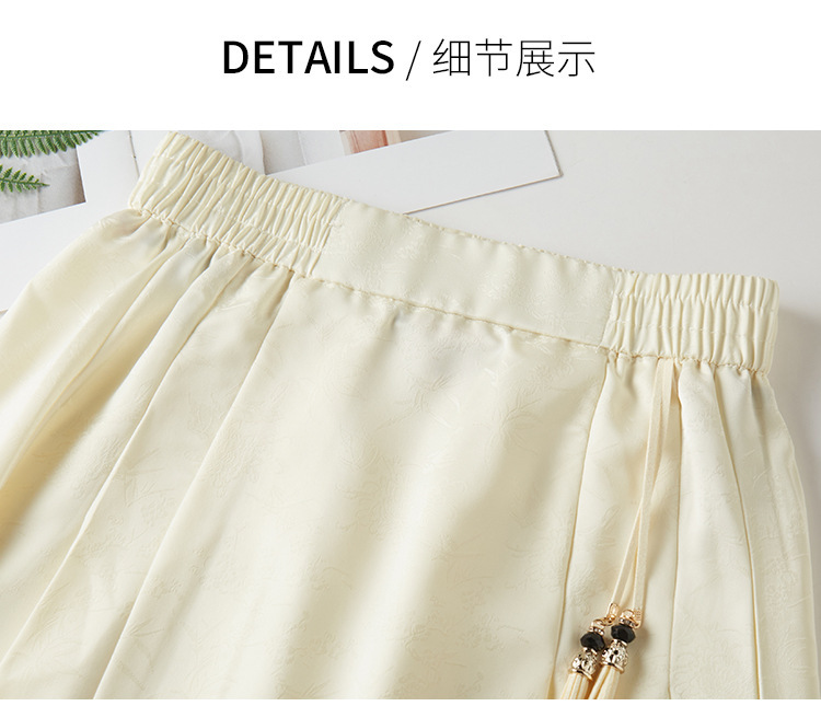 New Chinese-style satin skirt for women in spring and summer, gentle, high-waisted, slimming, large swing, retro jacquard, Chinese-style horse face skirt, Chinese trend pic 36