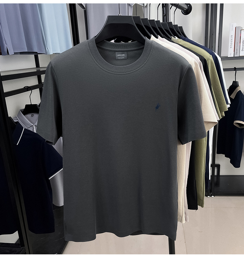 高端男士t恤夏半袖衣服男短袖男款高级感休闲刺绣男生打底衫批发详情51