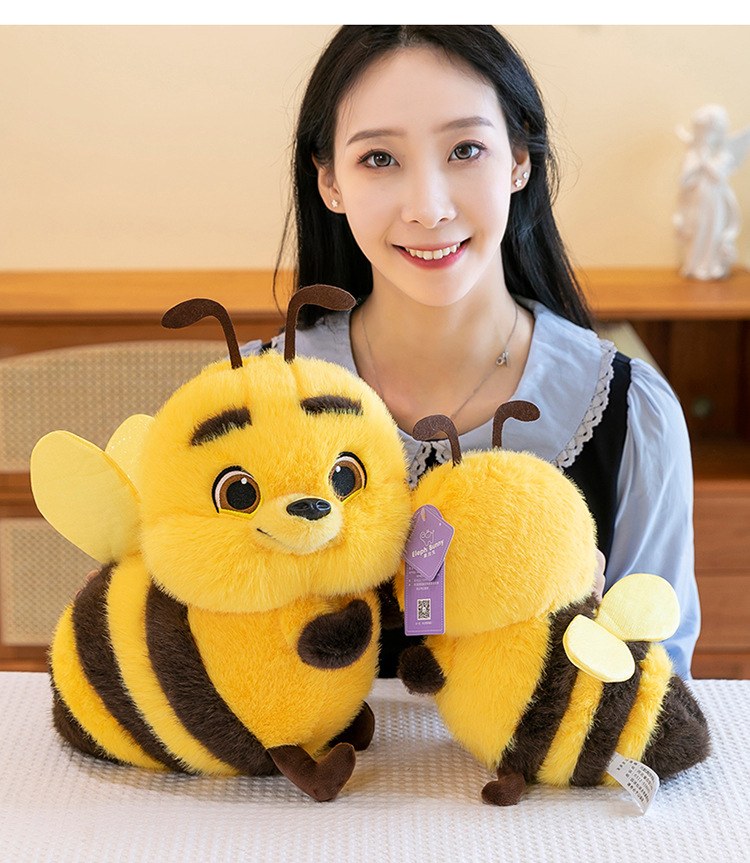 Cartoon big-eyed little bee plush toys, children's soothing dolls, birthday gifts, event props, home decorations pic 17