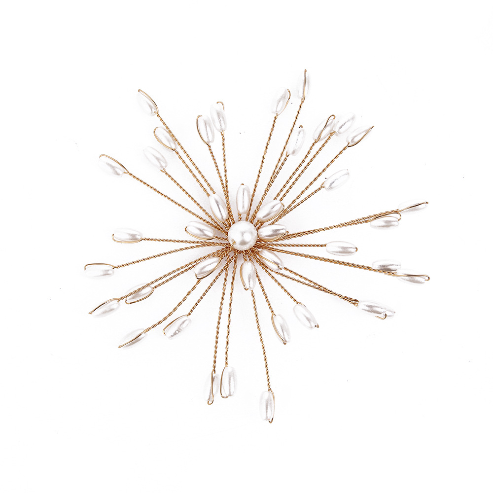 Hand-woven pearl flower clothing accessories, retro copper wire brooches, hat ornaments, silk pendant accessories, DIY hair accessories pic 6