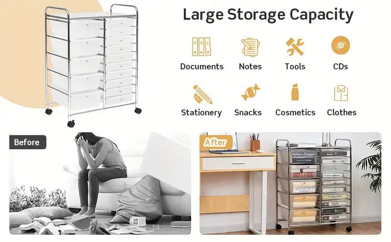 Trolley storage rack, drawer-type small trolley, dust-proof, movable storage, snack dust-proof storage, drawer-type storage pic 3