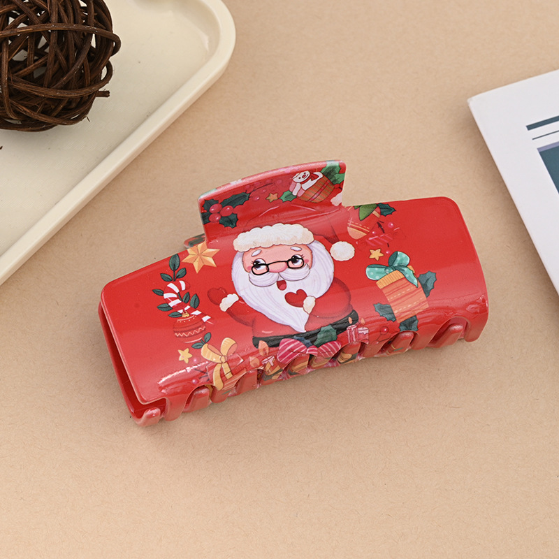 圣诞风发夹新款PVC印花圣诞节抓夹雪人圣诞老人可爱节日氛围头饰详情4