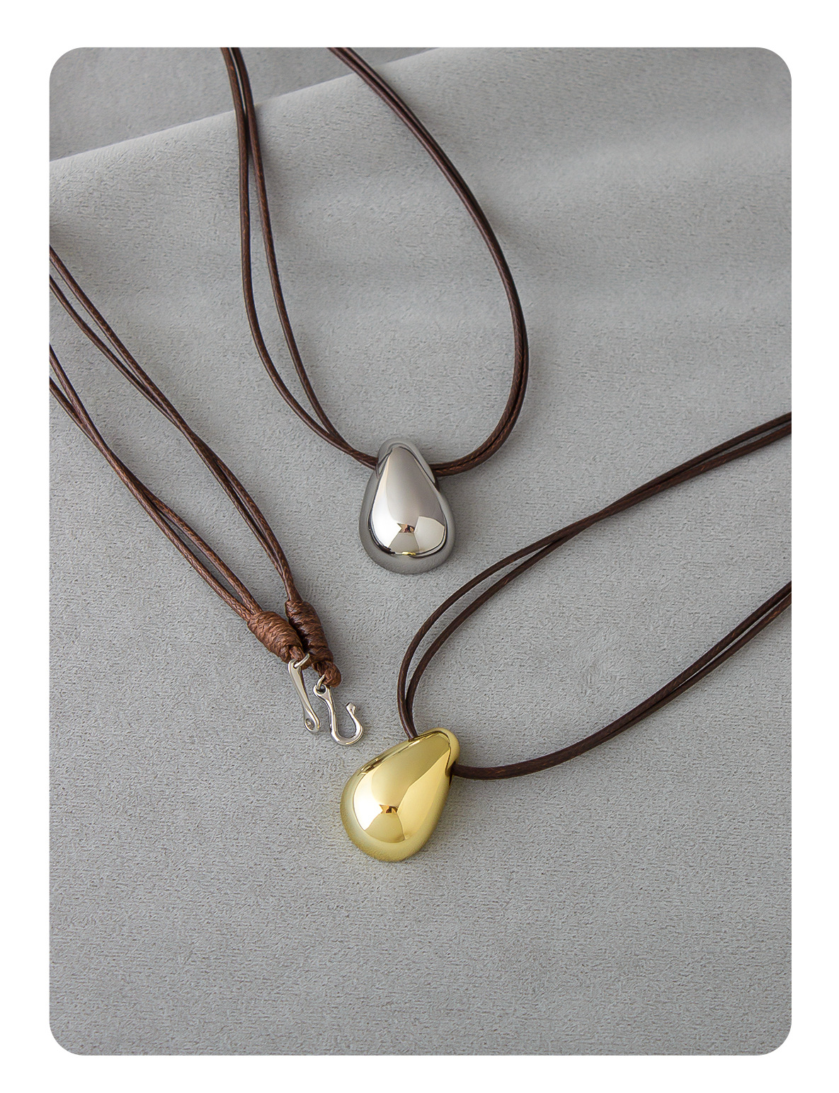 大水滴项链吊坠 光泽感好简约豆豆高级感男女通用气质长款毛衣链详情3