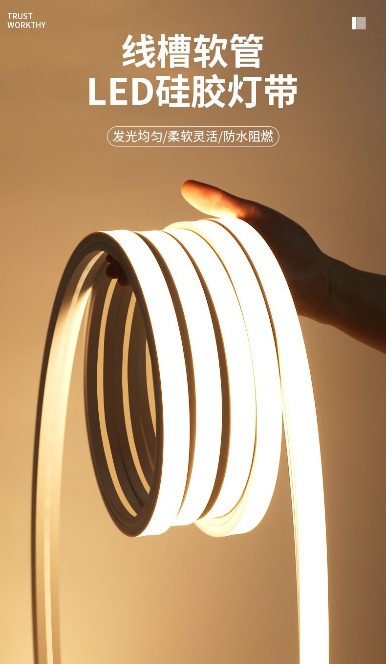 硅胶灯带套管24v低压户外防水亮化工程弯曲弧形线条灯柔性软灯条详情2