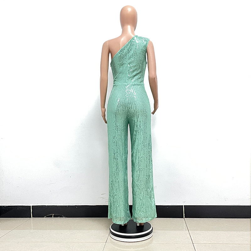 新中式无袖连体衣独立站夏季单肩亮片连体裤女批发详情64