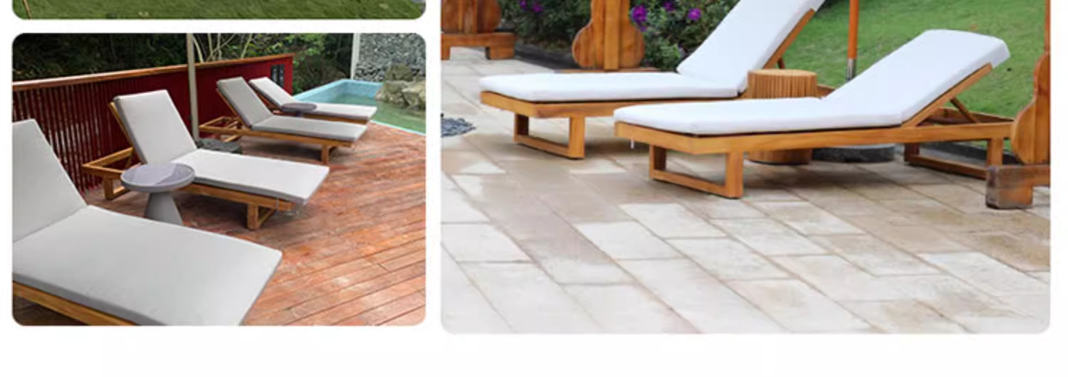 柚木户外躺椅游泳池躺床别墅室外庭院露天防水防晒温泉酒店沙滩椅详情4