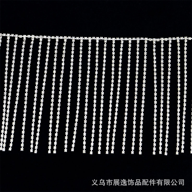 欧美爆款不规则流苏手缝钻链diy服装禾服鞋饰包装饰链厂家批发详情4