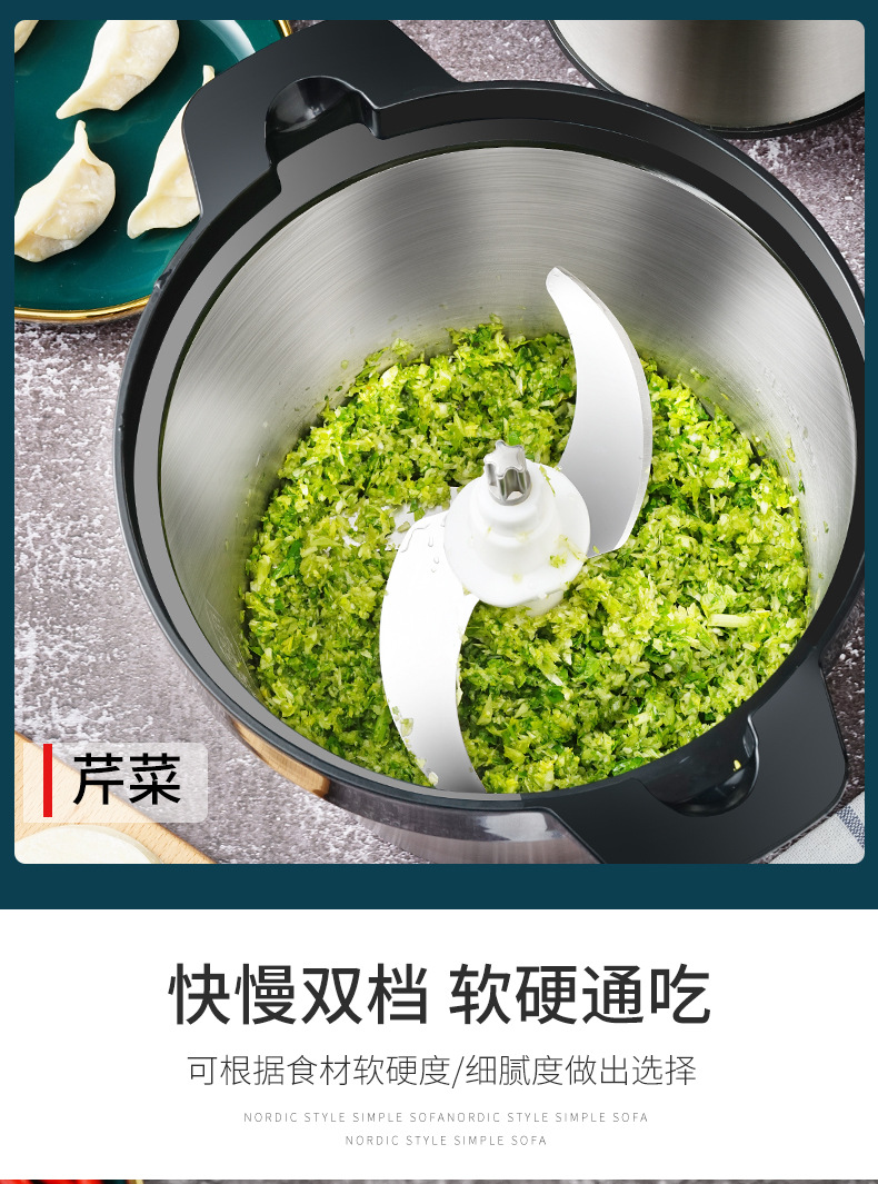 绞肉机家用电动不锈钢打馅碎菜打肉碎肉机小型蒜泥辣椒料理器大容详情12