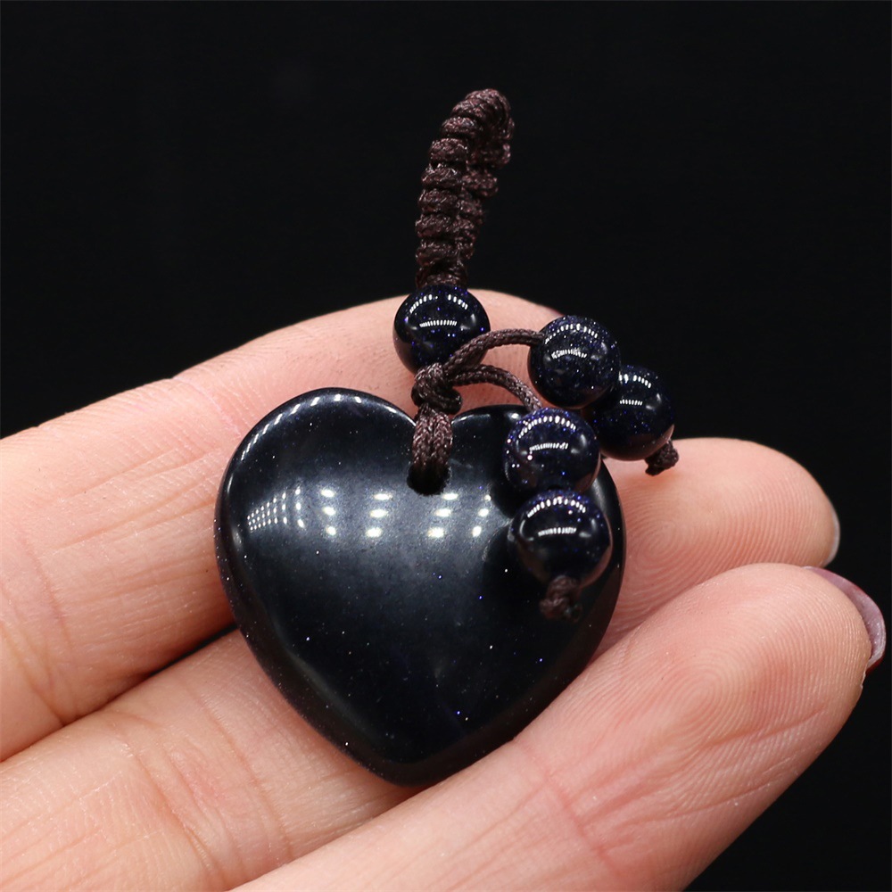 Natural stone heart-shaped semi-precious stone keychain DIY accessory heart-shaped keychain fashion dress accessory chain pic 31