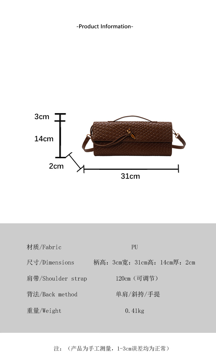 A new cross-border woven pattern single-shoulder crossbody bag with a retro texture, a hand-held baguette bag, and a versatile and elegant evening clutch pic 3
