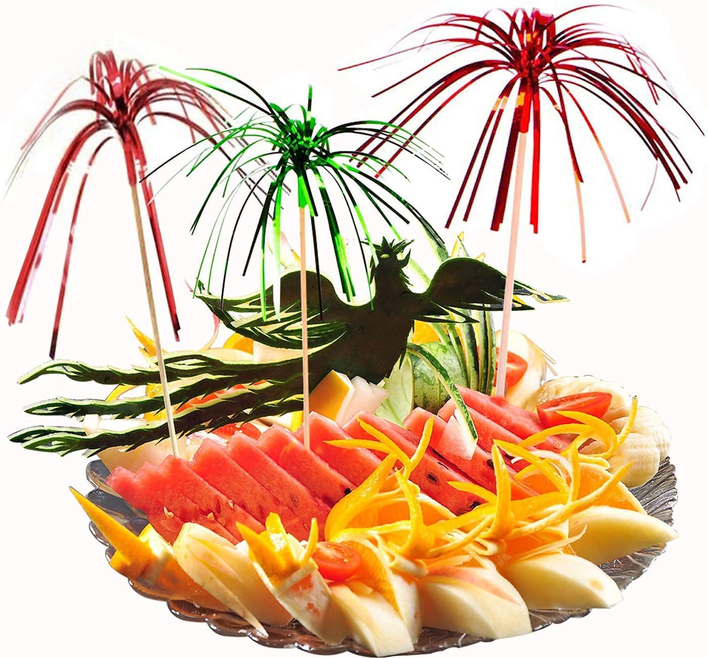 50 flamingo skewers, pineapple skewers, disposable fruit skewers, cold cocktails to decorate a Hawaiian party pic 49