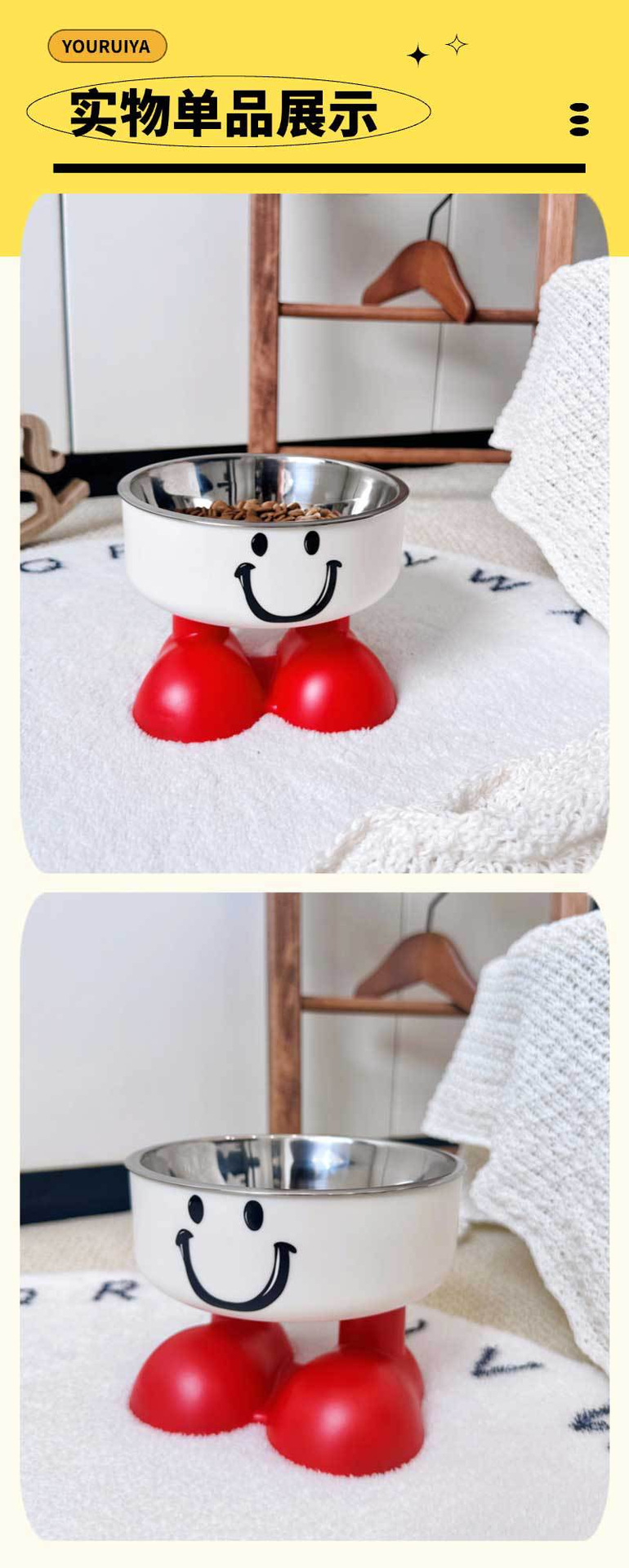 Factory direct sales of pet bowls, high appearance level, high feet to protect the cervical vertebrae, stainless steel bowls to prevent knocks, cat food bowls, dog basins, dogs pic 7