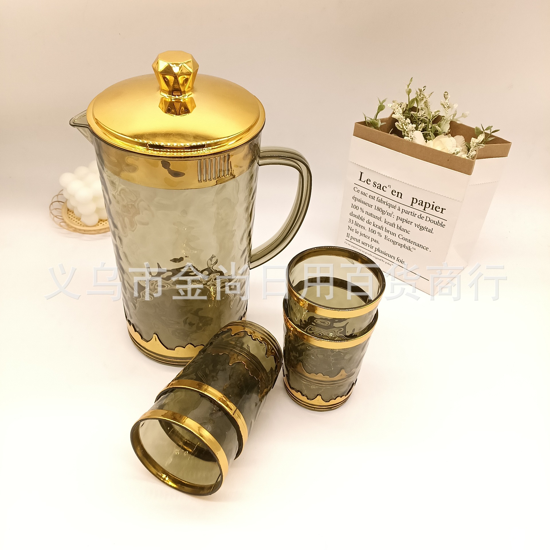 Cross-border light luxury corrugated cold water bottle, thickened cold water bottle for home use, large-capacity beverage and fruit tea cooling pot, one pot for four cups pic 4