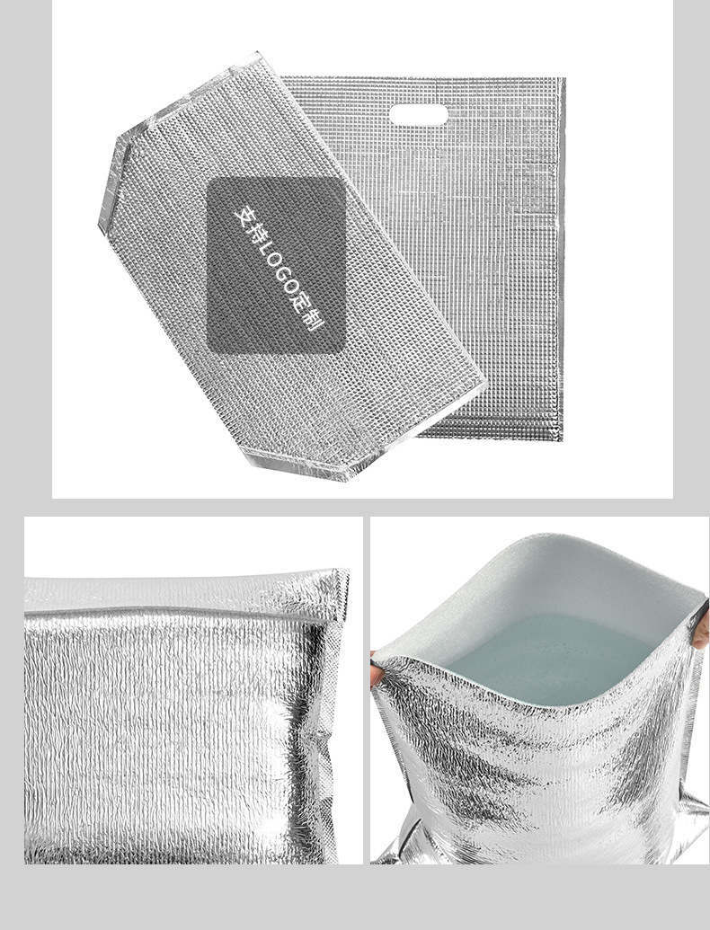 Disposable takeout insulated bags with aluminum film, cold and heat insulation, aluminum foil bags, food barbecue insulated bags, fast food packaging for preservation pic 12