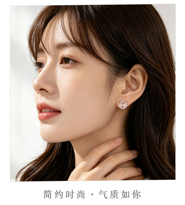源头工厂轻奢海蓝玫瑰切耳钉铜合金s925银针高级感经典通勤女耳饰详情15