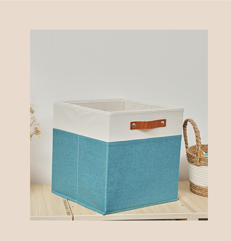 博颂杰亚麻布艺收纳筐桌面杂物零食遥控收纳箱家用可折叠收纳神器详情12