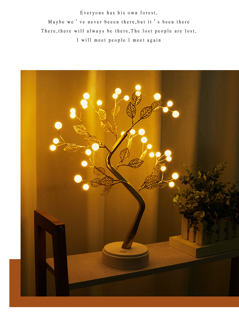 创意桌面花卉盆景台灯LED夜灯玫瑰梅花梅树枫叶造型装饰灯温馨小夜灯详情7