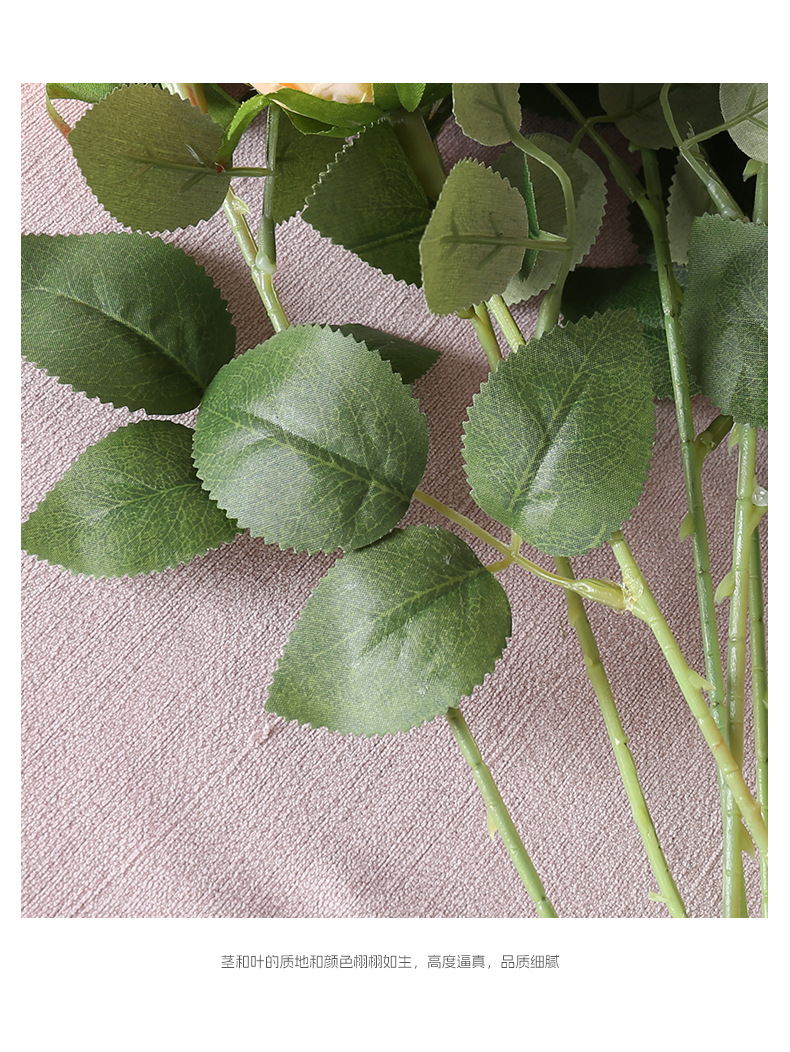 复古仿真单枝烤边圆玫瑰摄影道具婚庆家居花艺摆件仿真焦边玫瑰详情11