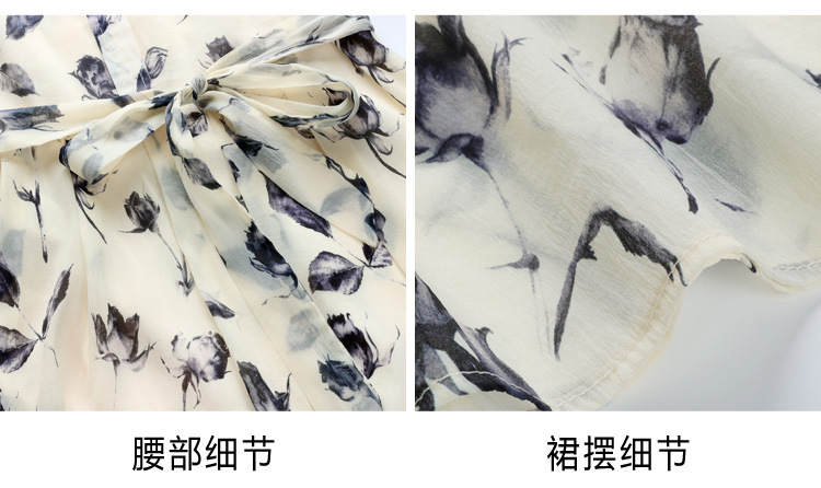 夏季短袖连衣裙女2025新款夏季爆款女装气质碎花裙雪纺中长款裙子详情15