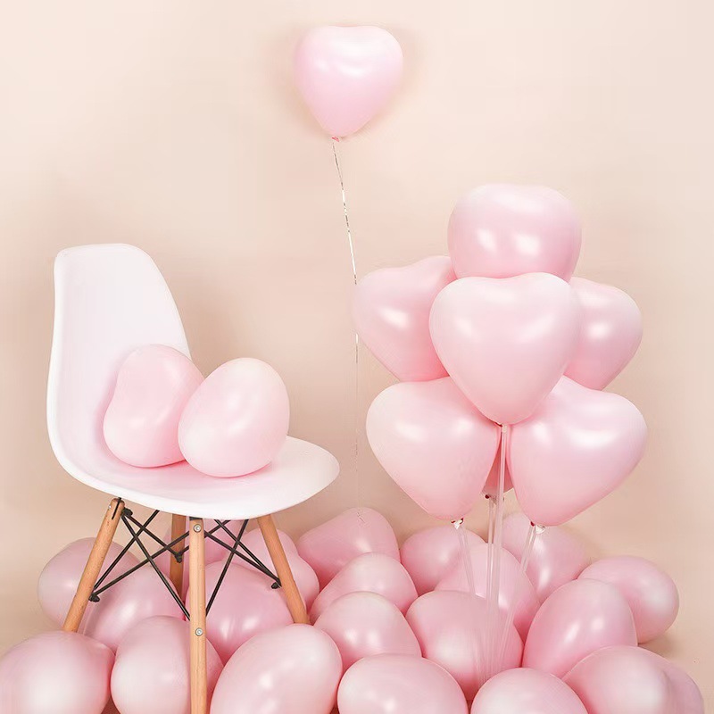 Macaron heart-shaped balloons for the Qixi Festival confession, wedding decoration, birthday party, cute girl atmosphere, and non-toxic pic 17